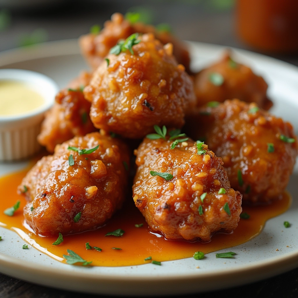 Golden, crispy fried chicken with a honey butter