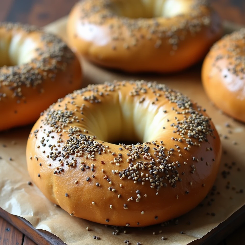 Homemade gluten free bagels with sesame and poppy seedsHomemade gluten free bagels with sesame and poppy seeds