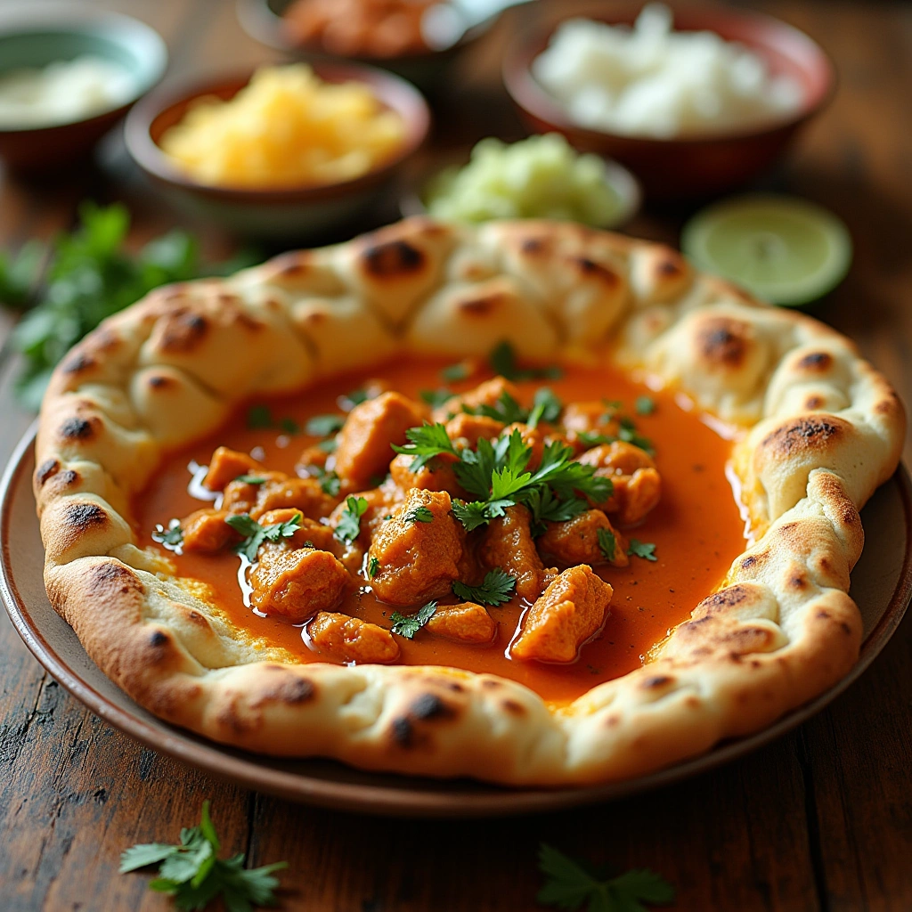Soft and fluffy butter naan freshly baked and brushed with melted butter