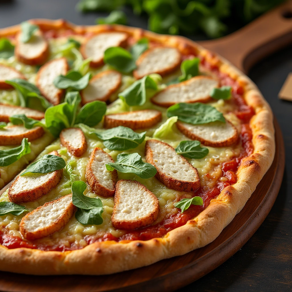 Chicken Crust Caesar Salad Pizza