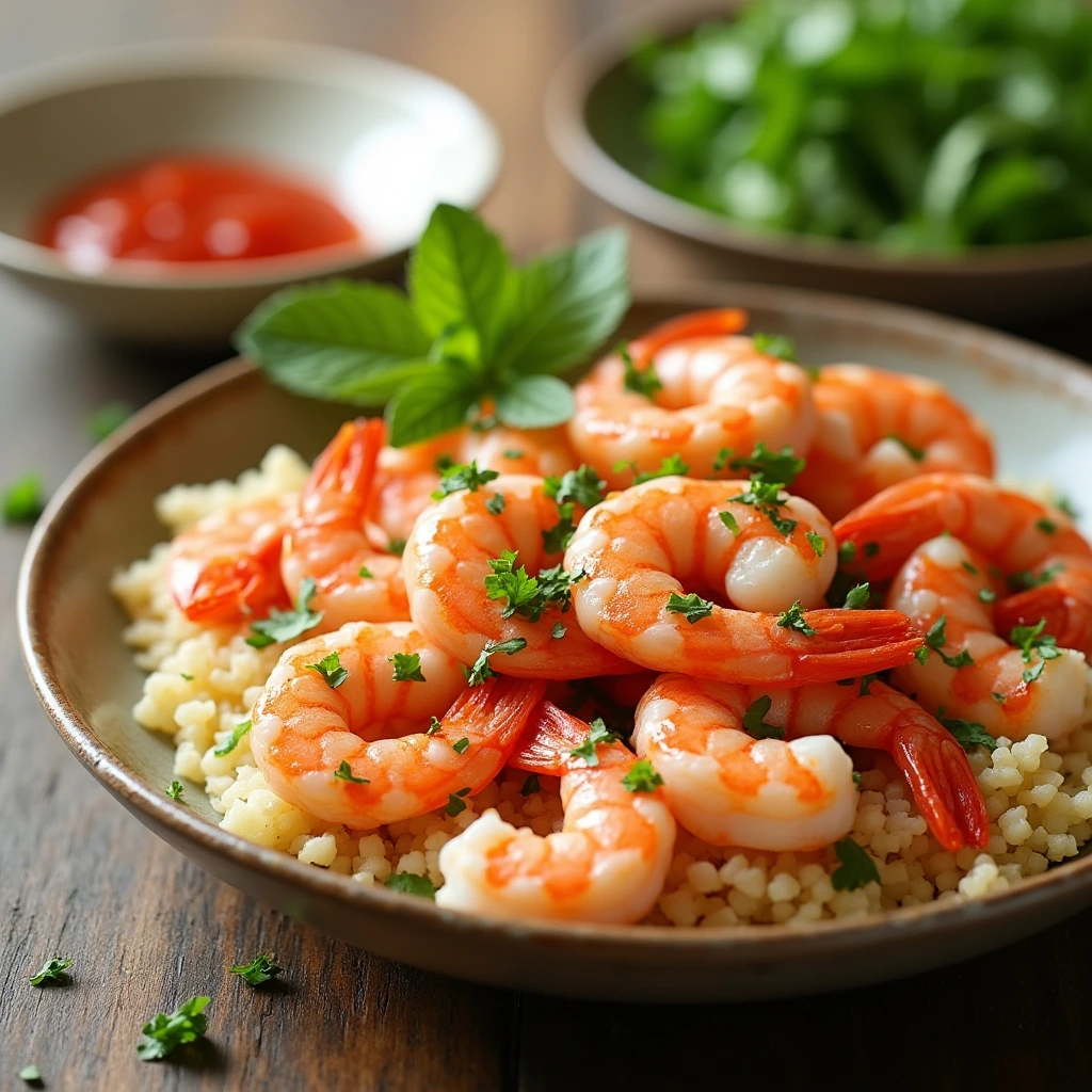 Healthy Hello Fresh shrimp recipe served with grilled rice